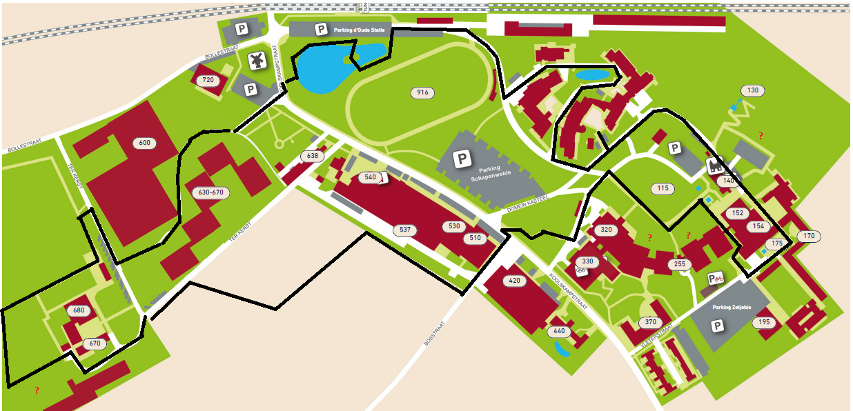 Overzichtskaart van het parcours van Kunst on(t)leed